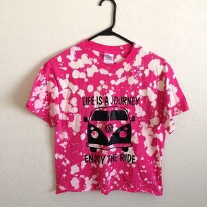 VW Van Pink Tie-dye Cropped T-shirt Size S